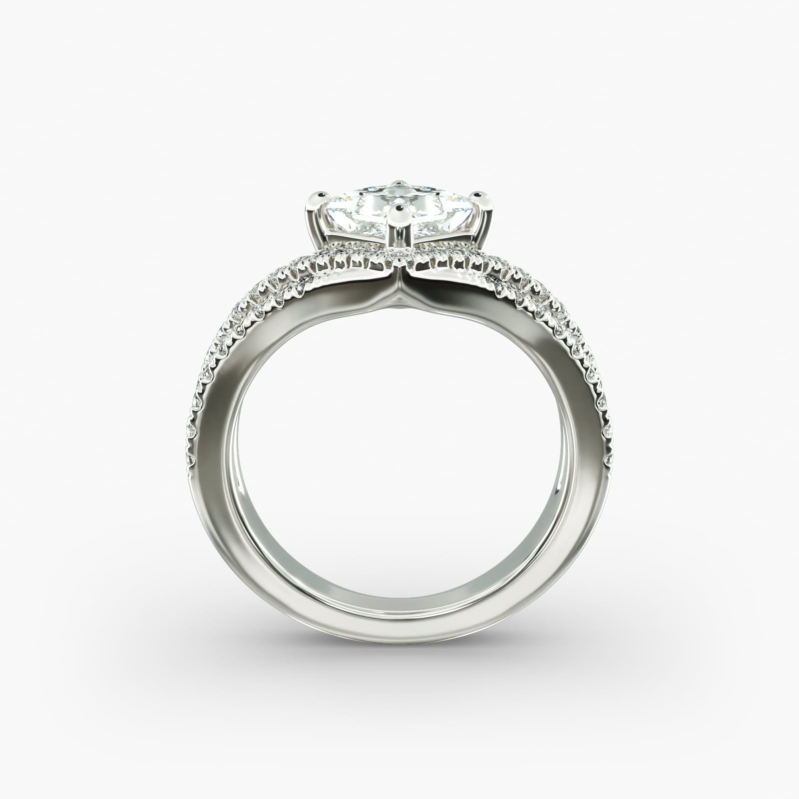 Double Row Diamond Chevron Engagement Ring in 14k White Gold (1/3 ct. tw.)