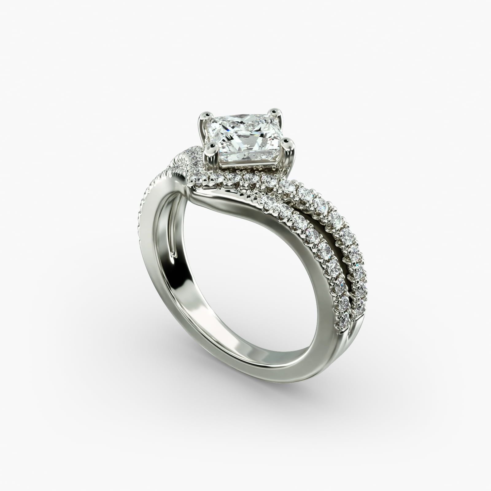 Double Row Diamond Chevron Engagement Ring in 14k White Gold (1/3 ct. tw.)