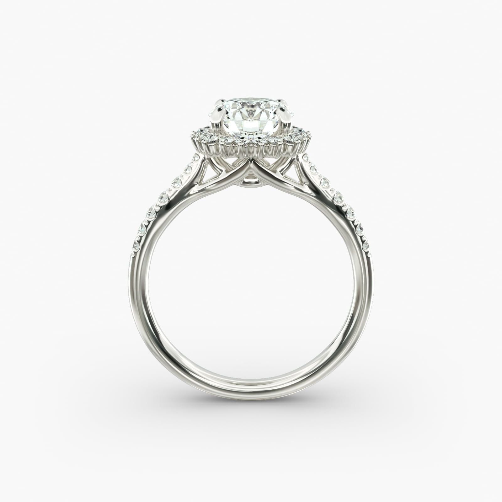 Burst Halo Diamond Engagement Ring in Platinum