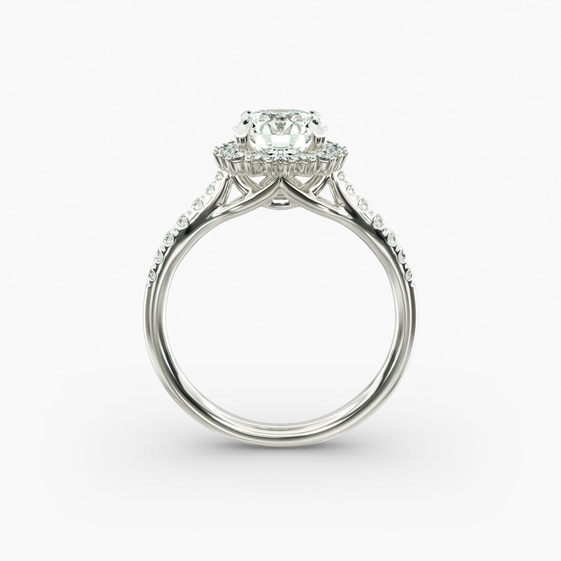 Burst Halo Diamond Engagement Ring in Platinum
