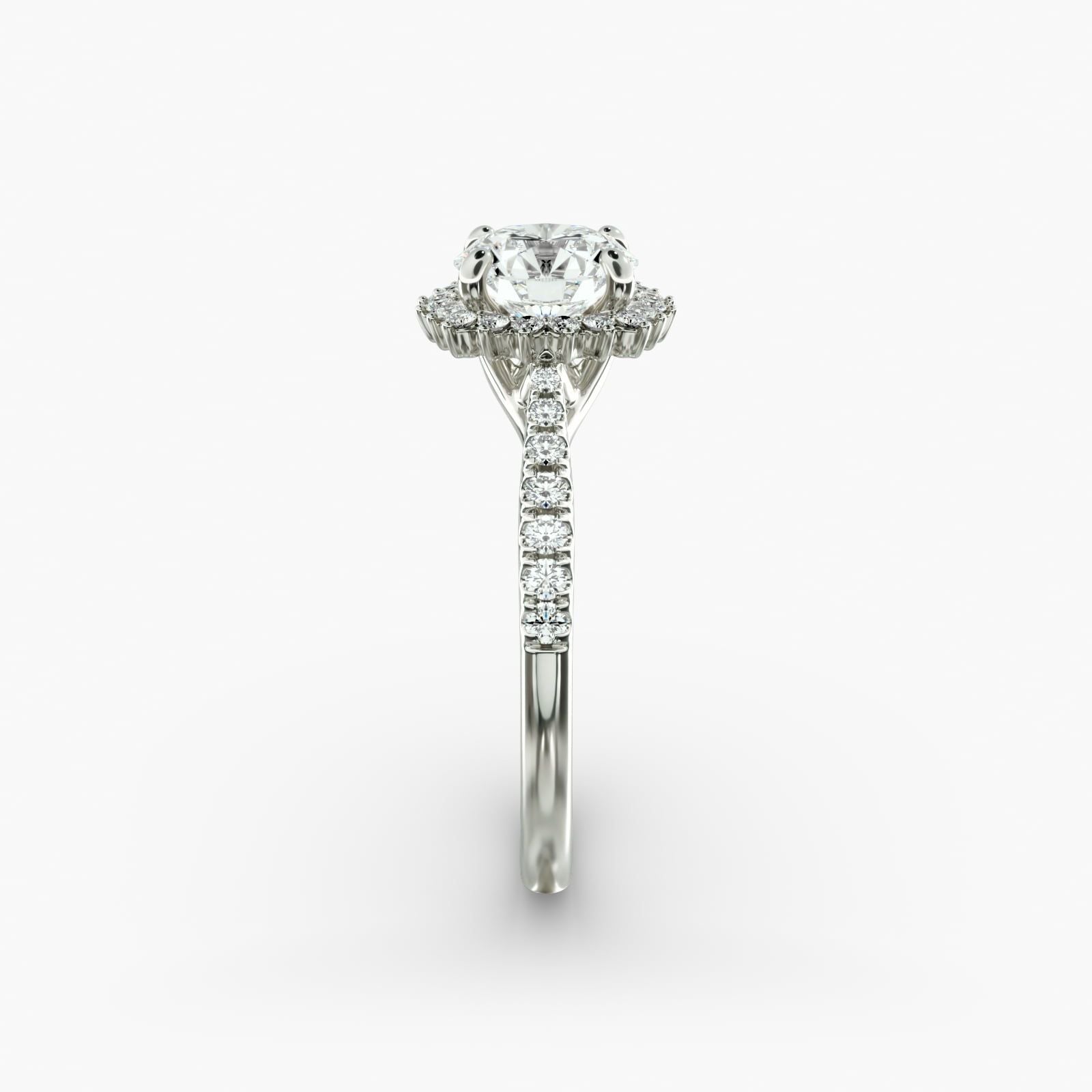 Burst Halo Diamond Engagement Ring in Platinum