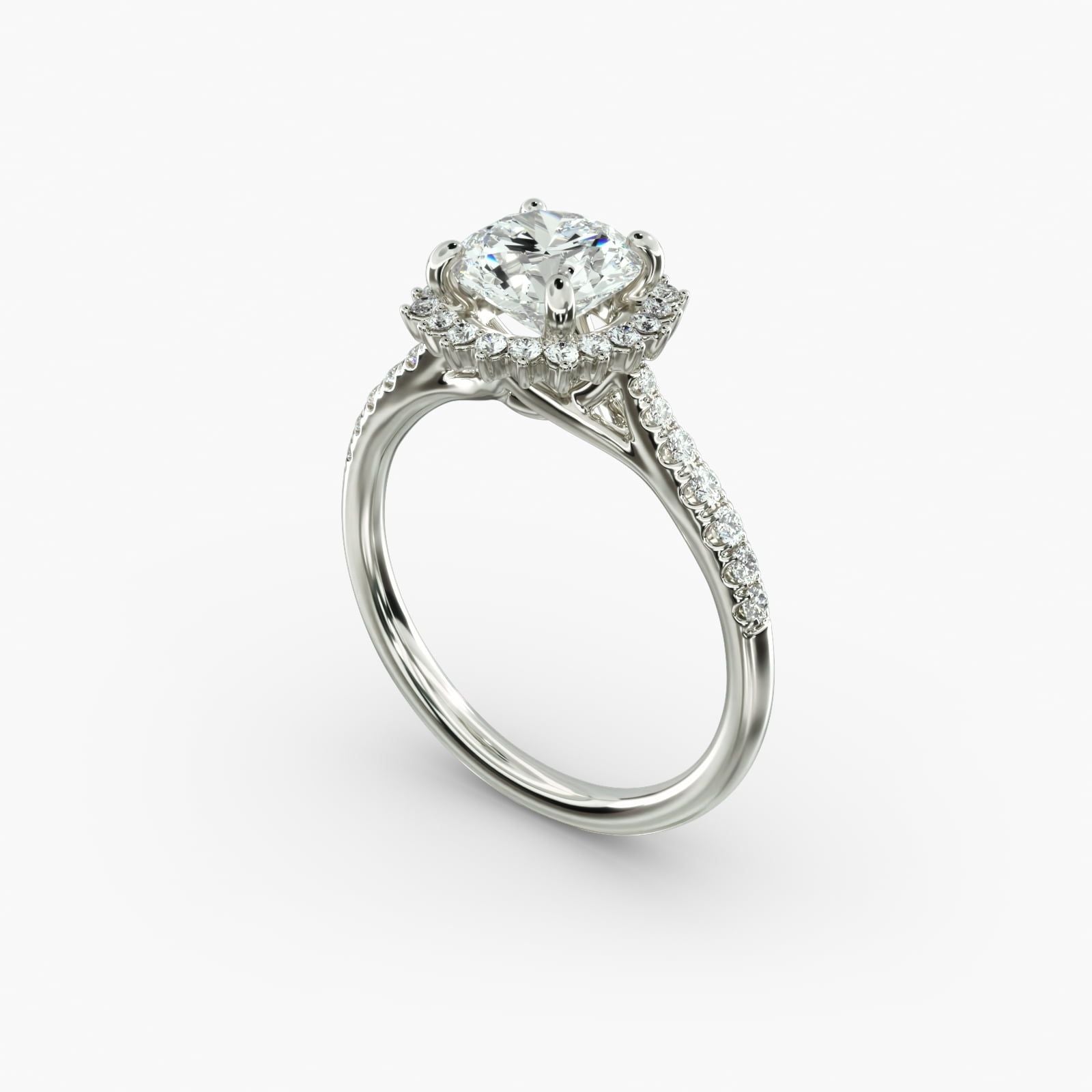 Burst Halo Diamond Engagement Ring in Platinum