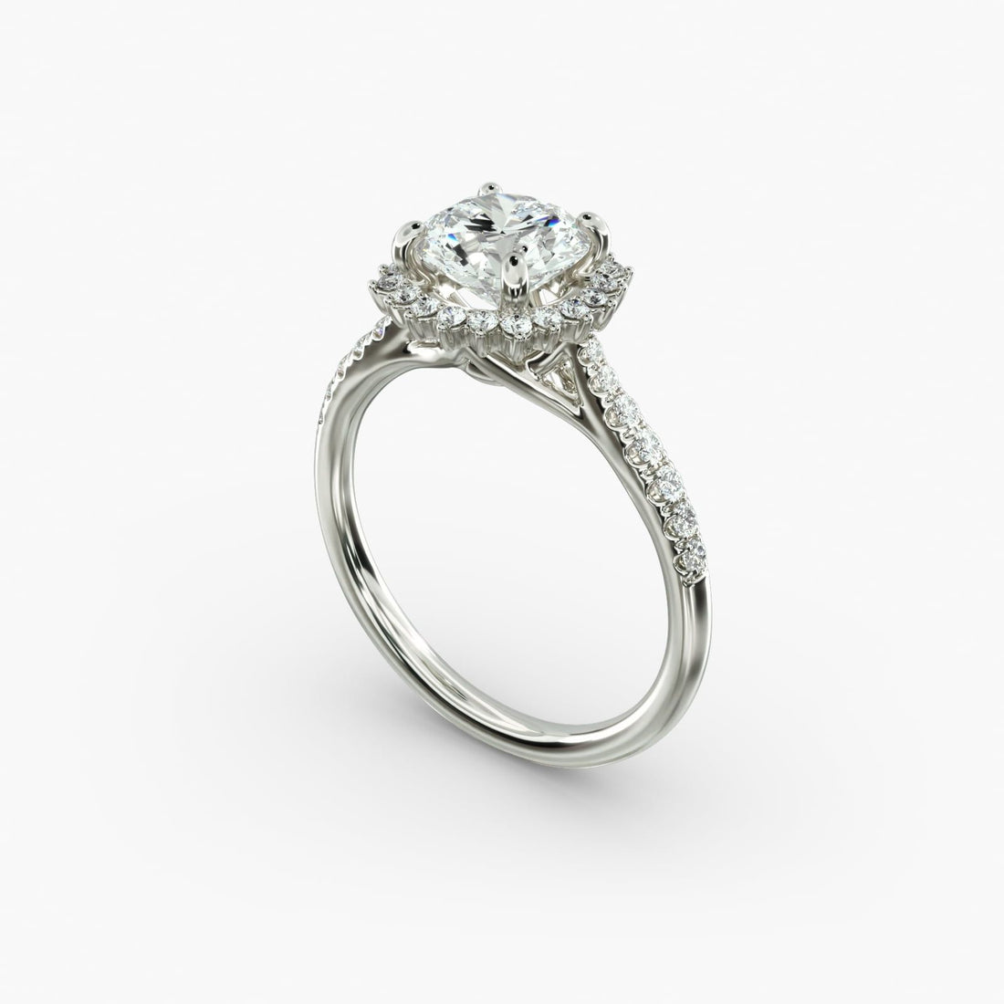 Burst Halo Diamond Engagement Ring in Platinum