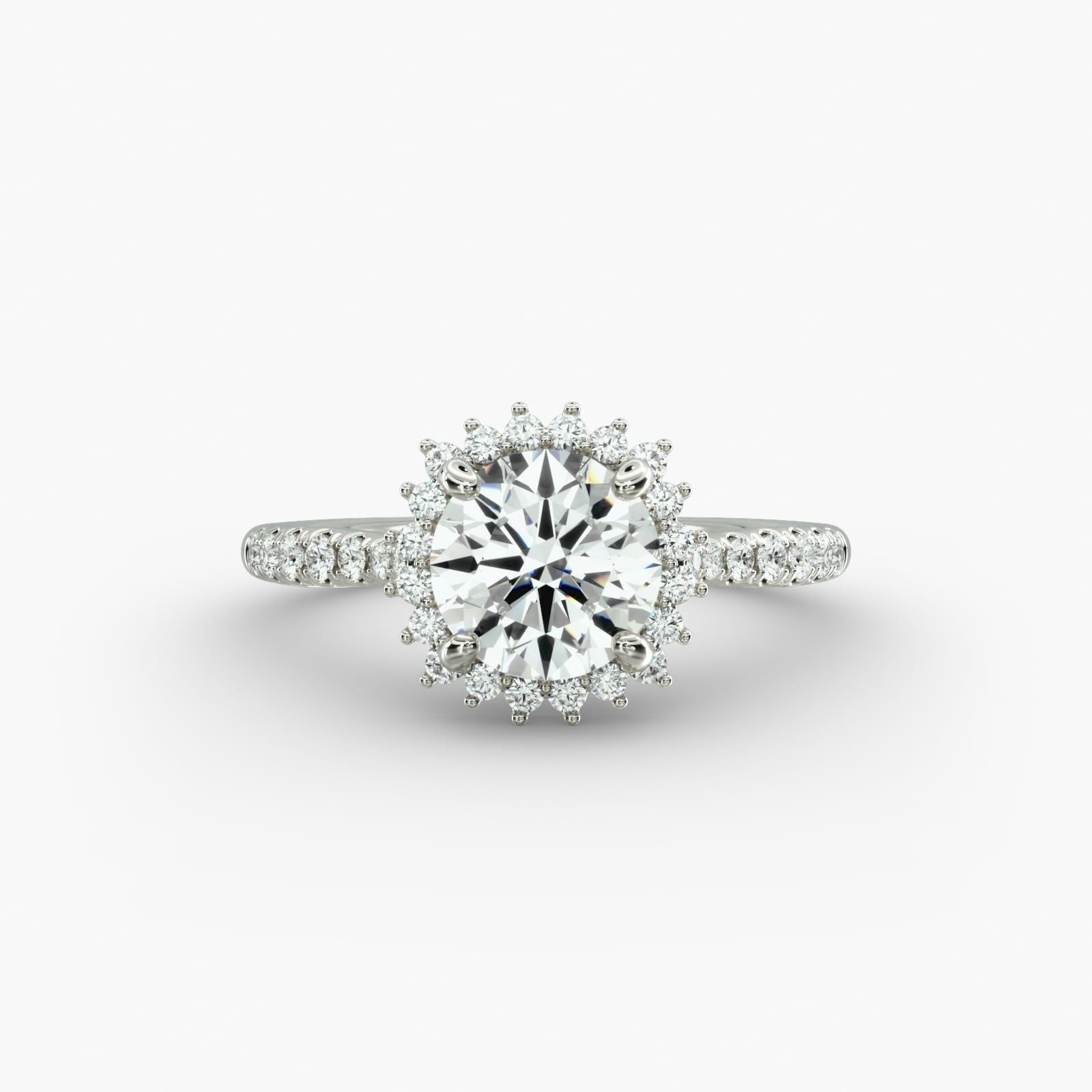 Burst Halo Diamond Engagement Ring in Platinum