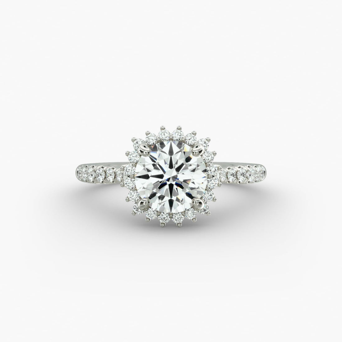 Burst Halo Diamond Engagement Ring in Platinum