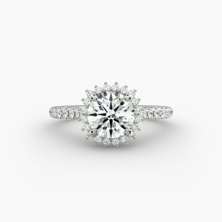 Burst Halo Diamond Engagement Ring in Platinum
