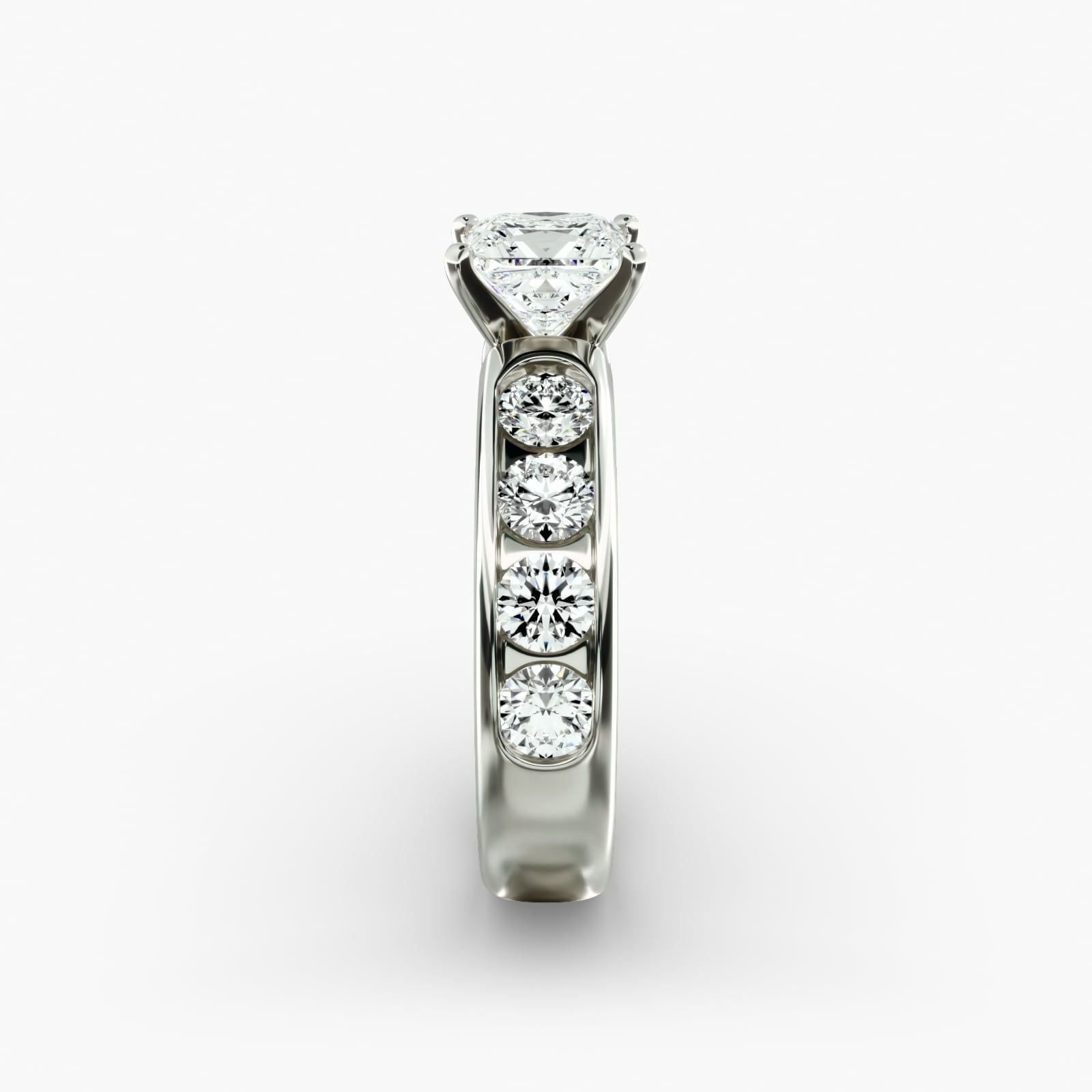 Channel Set Round Diamond Engagement Ring in 14k White Gold (1 1/2 ct. tw.)