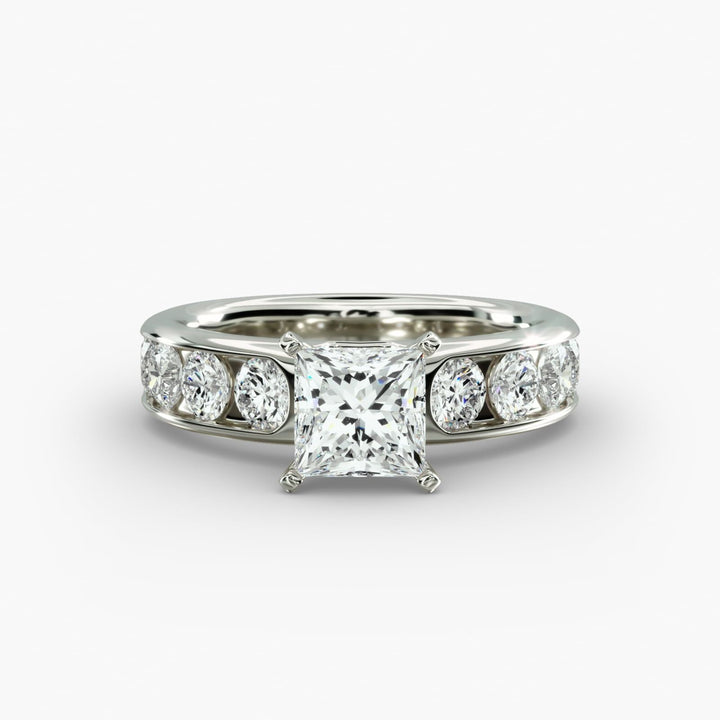 Channel Set Round Diamond Engagement Ring in 14k White Gold (1 1/2 ct. tw.)