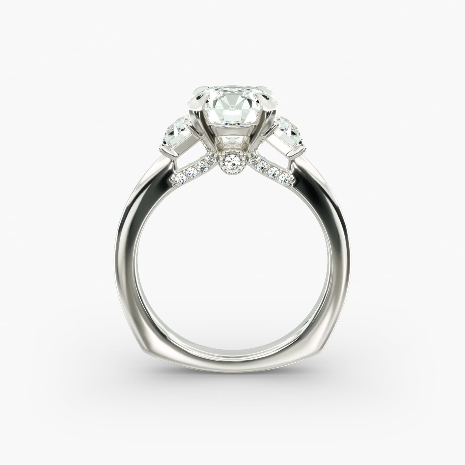 Bella Vaughan Trapezoid Three Stone Engagement Ring in 14K White Gold (5/8 ct. tw.)