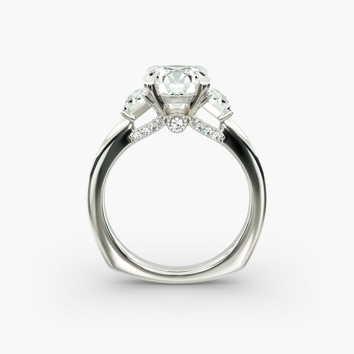 Bella Vaughan Trapezoid Three Stone Engagement Ring in 14K White Gold (5/8 ct. tw.)