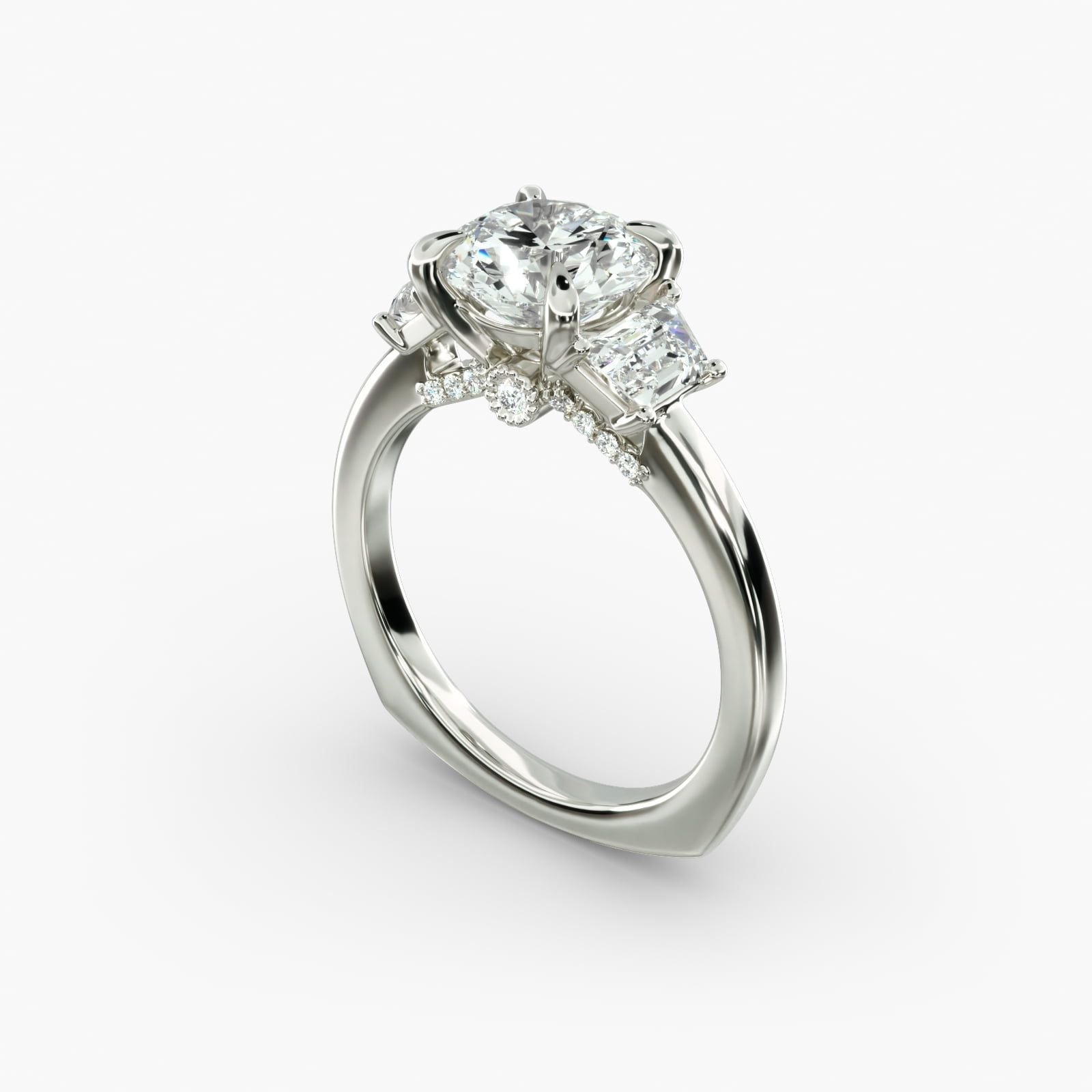 Bella Vaughan Trapezoid Three Stone Engagement Ring in 14K White Gold (5/8 ct. tw.)