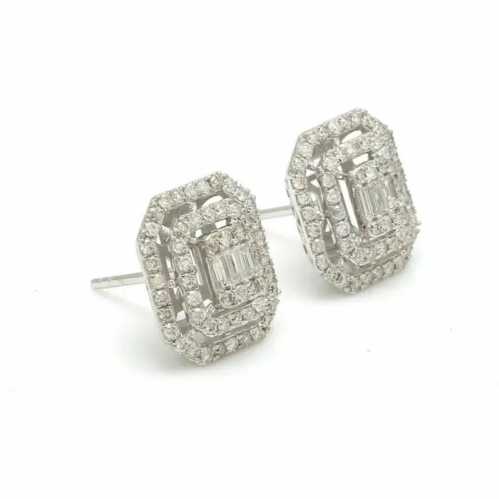 1.85 Carat Diamond 10 Karat White Gold Stud Earrings