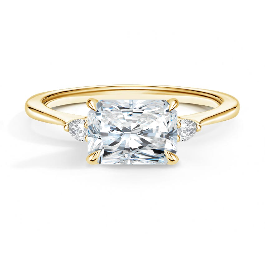 East-West Aria Three Stone Diamond Engagement Ring