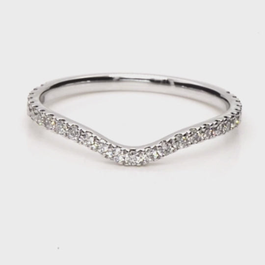 1.5mm  Slightly Curved 0.3ct Total Lab Diamond Band Colour D/E, Clarity VS+, 18ct White Gold