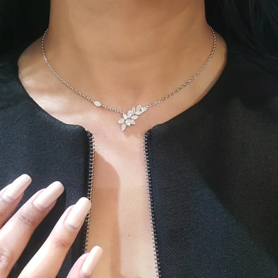 feather abstract diamond pendant