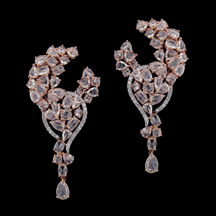 Deep intricate form lab grown diamond earring