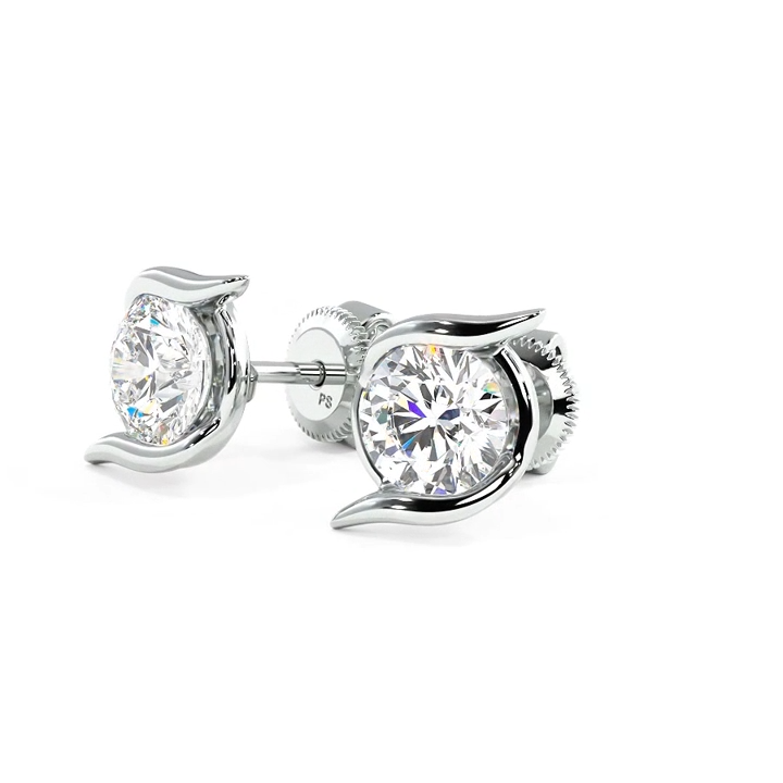 Set 0.60-5.00 CT Round Cut Lab Grown Diamonds - Stud Earrings
