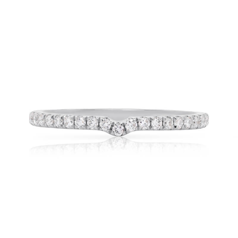 1.5mm  Slightly Curved 0.3ct Total Lab Diamond Band Colour D/E, Clarity VS+, 18ct White Gold