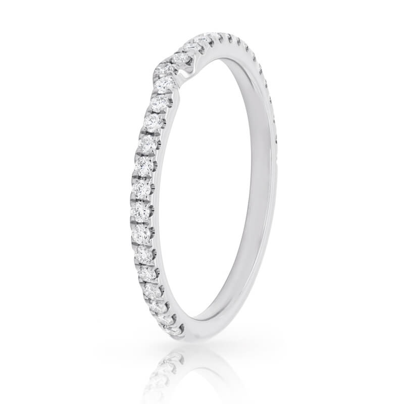 1.5mm  Slightly Curved 0.3ct Total Lab Diamond Band Colour D/E, Clarity VS+, 18ct White Gold